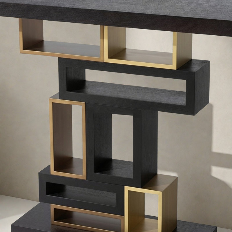 Console Modern Luxury, H 31,5 po x l 47,24 po x P 14,96 po, Noir, noir, noir, noir