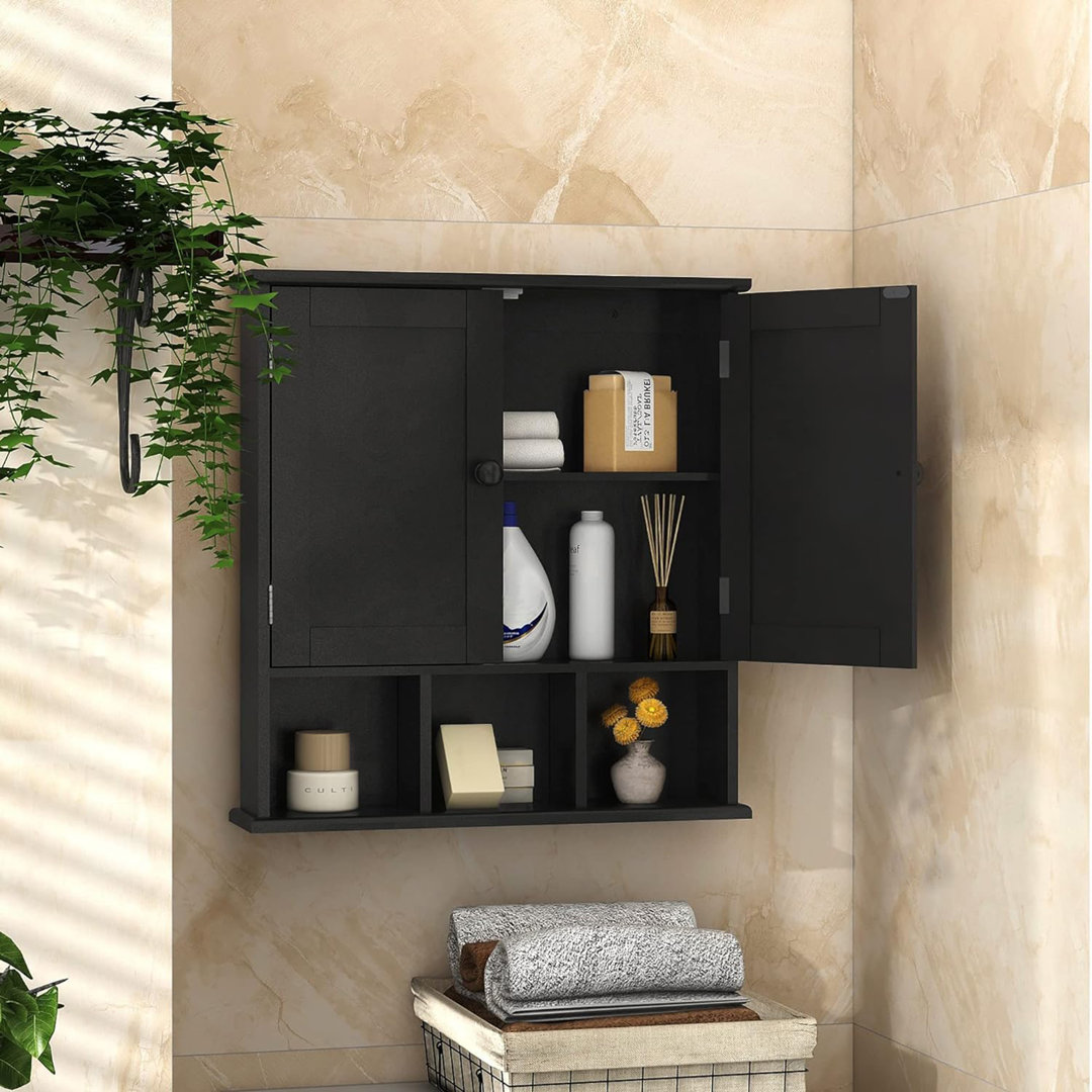 Minimalist style bathroom wall cabinet with 2 doors and adjustable shelves Red Barrel Studio® 