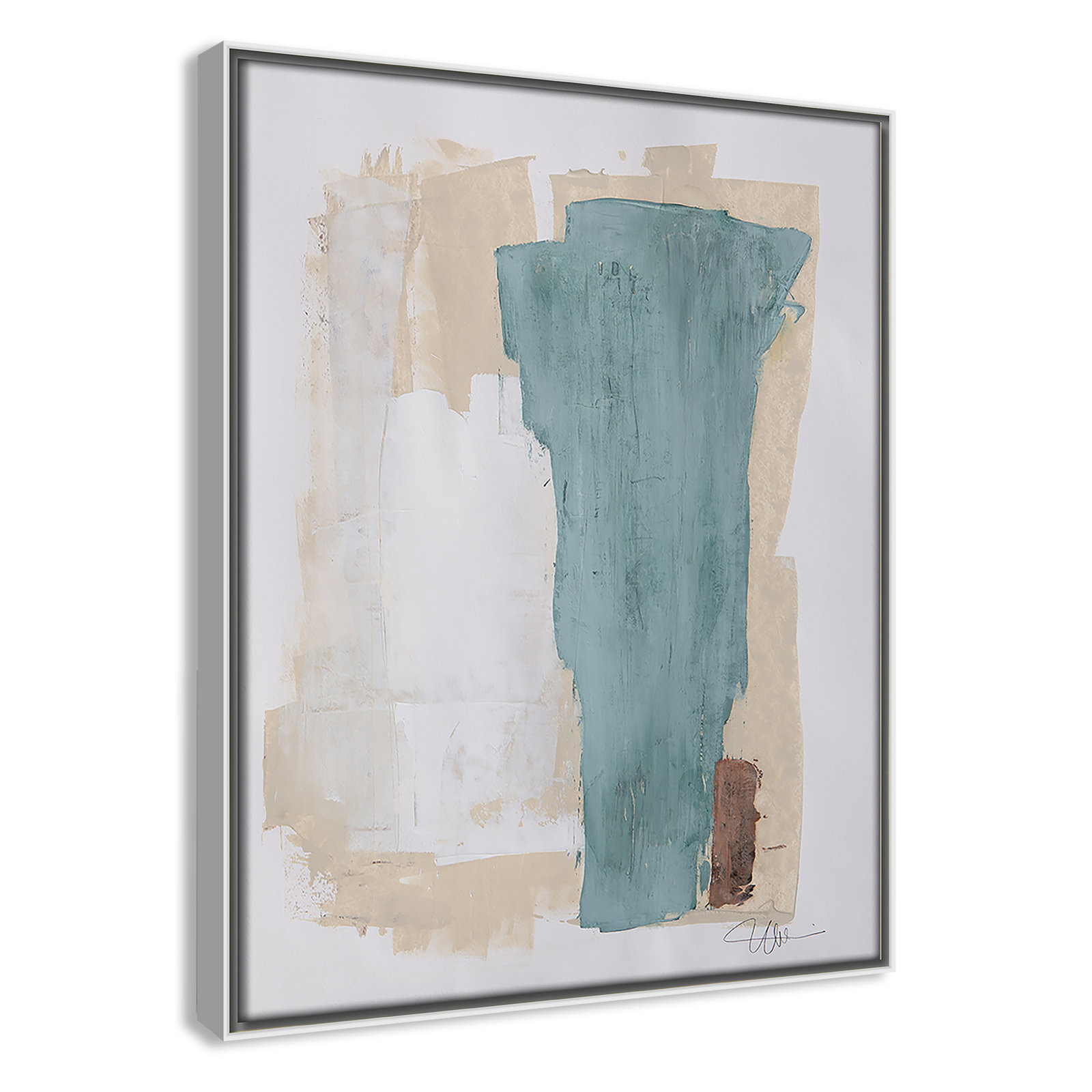 Together We Work-II by - Floater Frame Print on Canvas, 15.5" H x 12.5" W x 2" D, White Framed