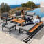6 - Person Modular Outdoor Seating Set With Cushions & Wooden Tables