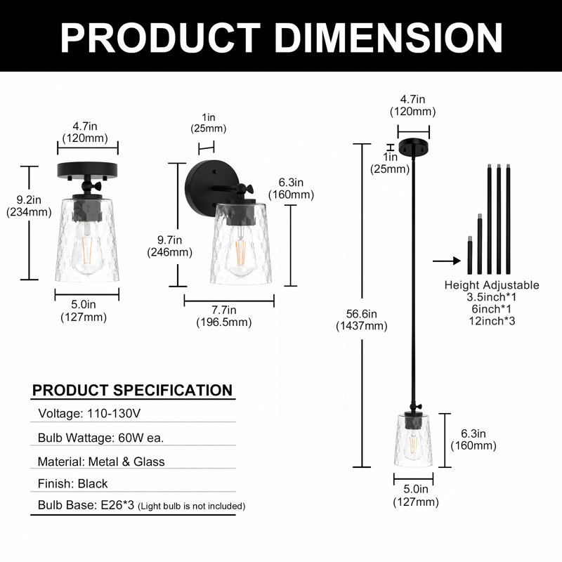 Luminaire suspendu encastré 1 lumière (1 paquet)