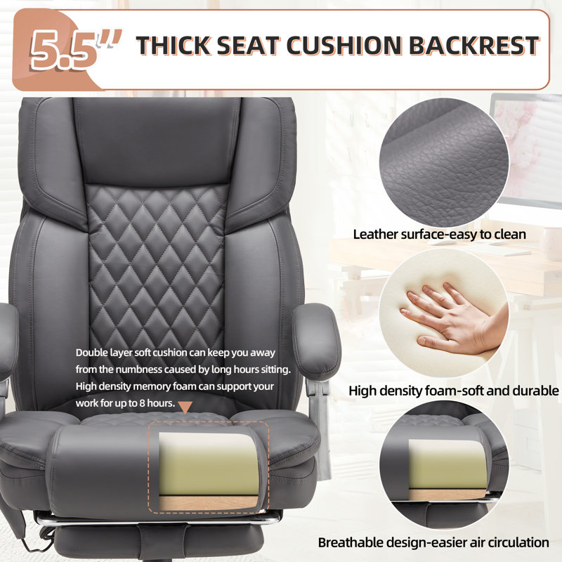 Katrein Ergonomic Heated Massage Executive Chair, Gray