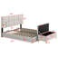 Lit plateforme tapissier avec système de rangement hydraulique, repose-pieds avec pieds en métal