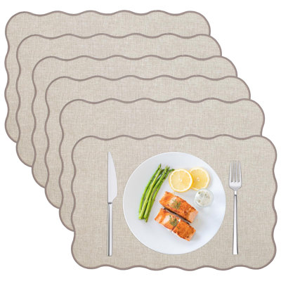 Ensemble de 6 napperons de salle à manger, hydrofuges, résistants à la chaleur (brun)