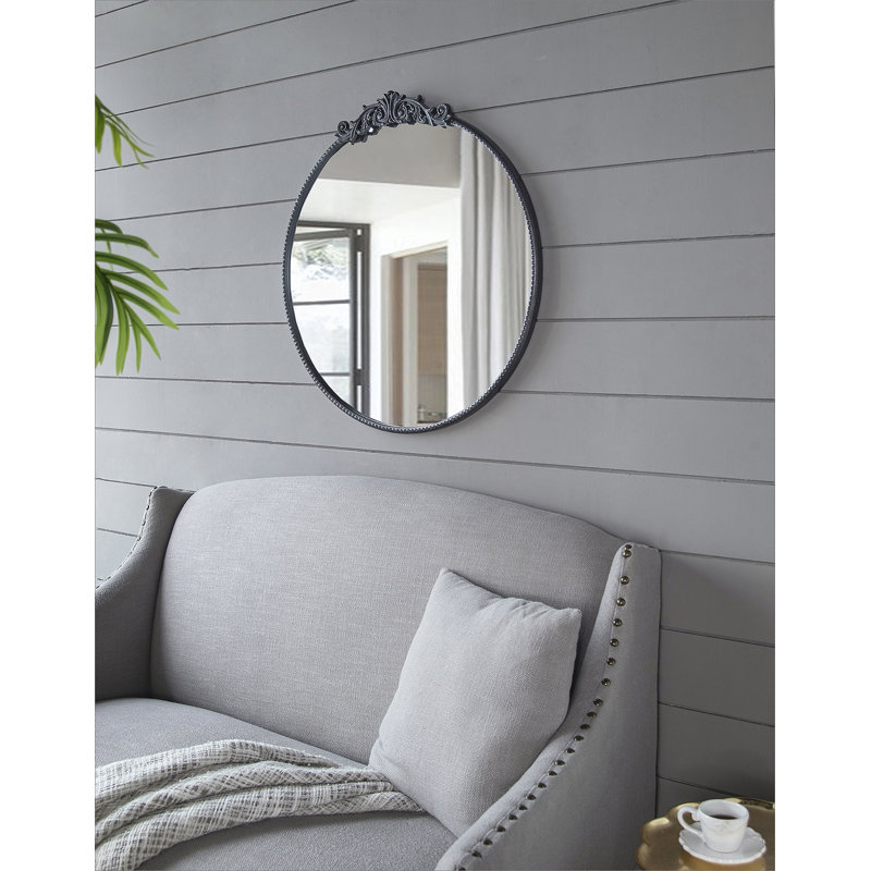 Miroir d'appoint mural Emmeline, 30 po x 32 po, Noir