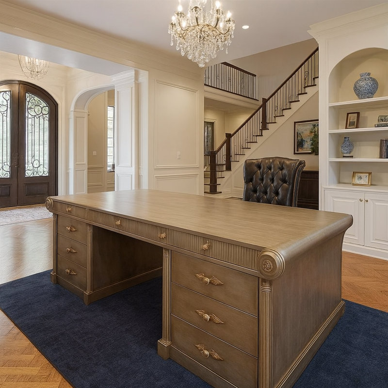 Agbogla Solid Wood Executive Desk, Stone