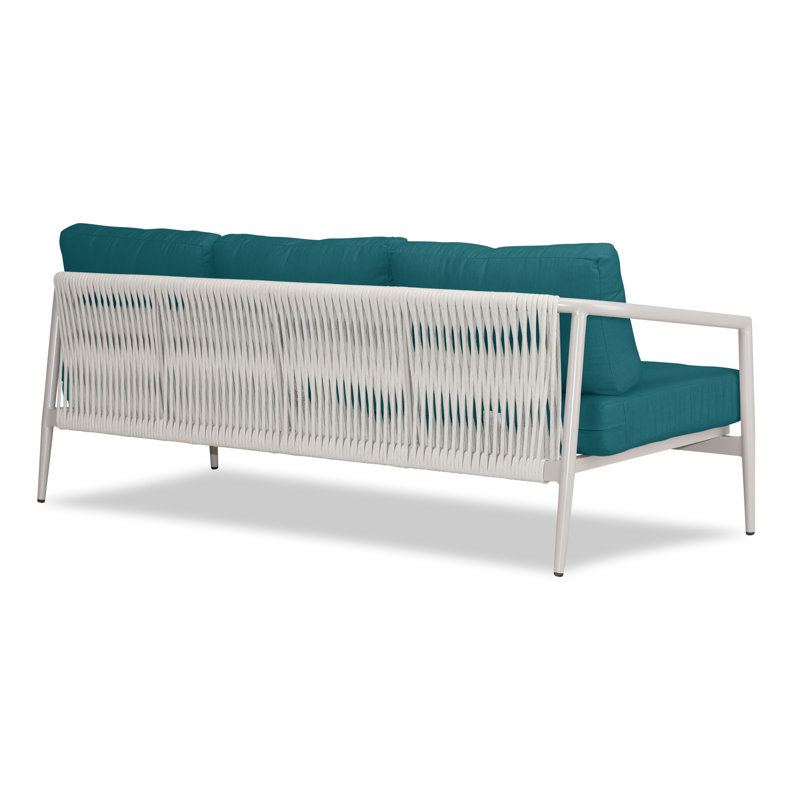 Delaine 83.25'' Wide Powder Coated Aluminum Patio Sofa with Cushions, Canvas Henna Sunbrella® Canvas, Urban Stone