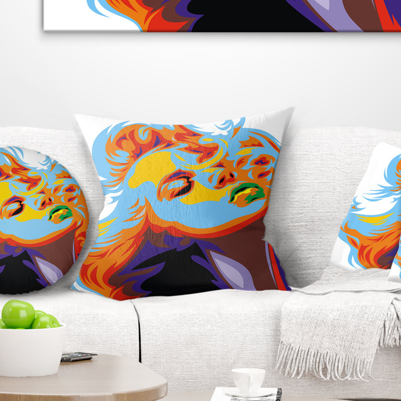 Coussin imprimé "Blonde Girl Art - Autres", 16 po x 1 po, Coussin décoratif