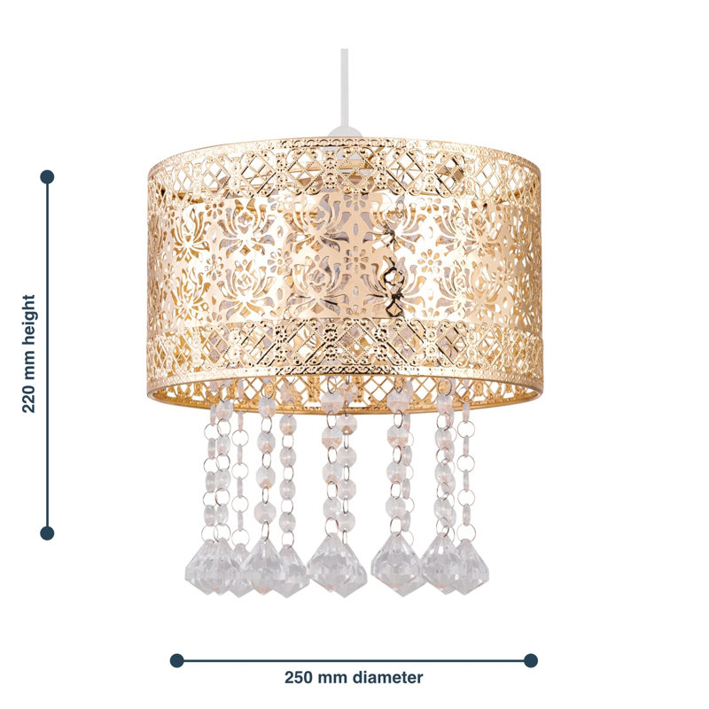 22cm H Metal Drum Pendant Shade ( Uno ), Gold