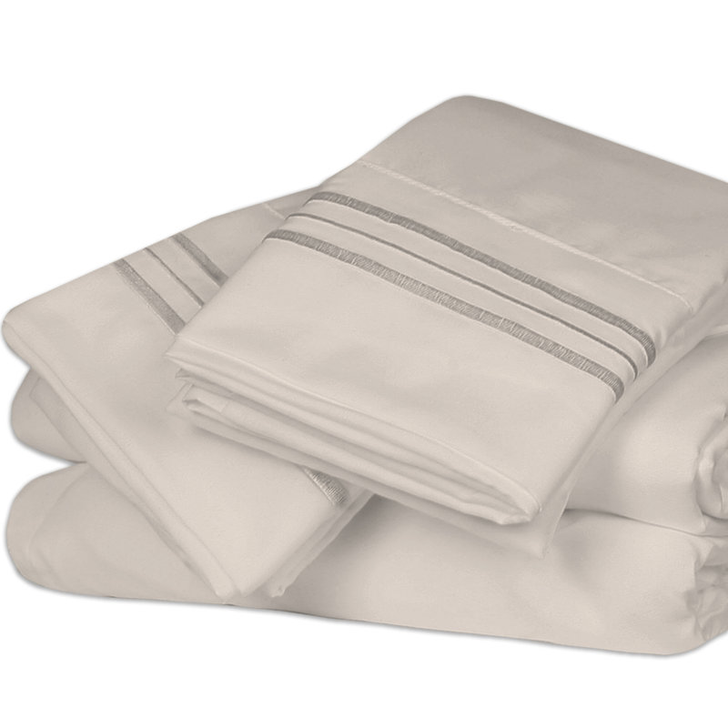 Twin Beige Ultra Soft Microfiber 4-Piece Sheet Set