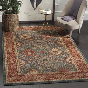 Pennypacker Oriental Area Rug in Navy/Red