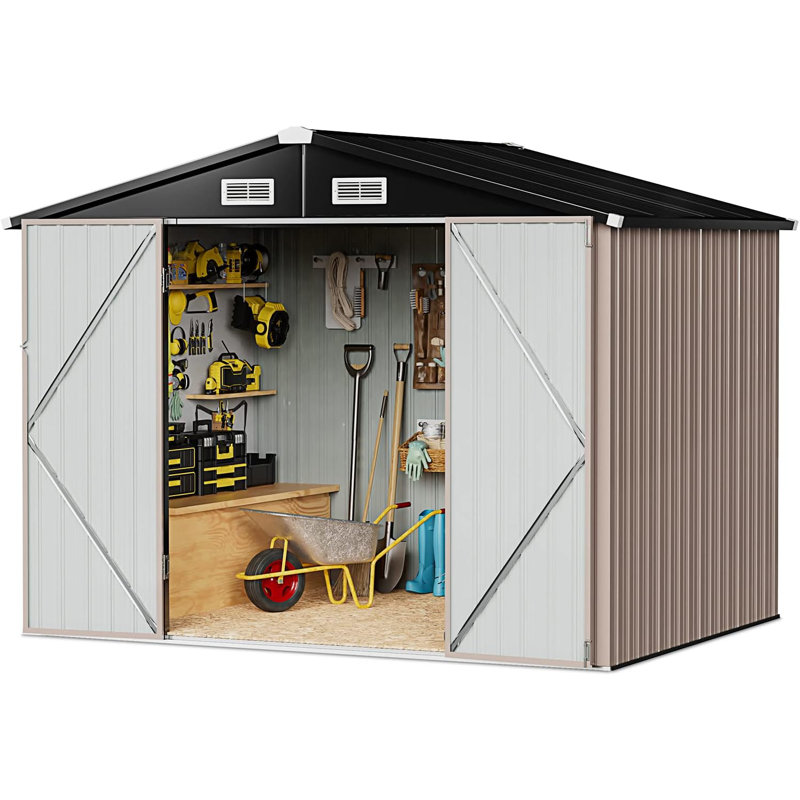 Door Lock 6 ft. W x 3 ft. 5 in. D Metal Traditional Storage Shed