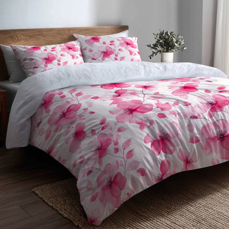 Ensemble de literie 3 pièces French Country - housse de couette fuchsia rose doux