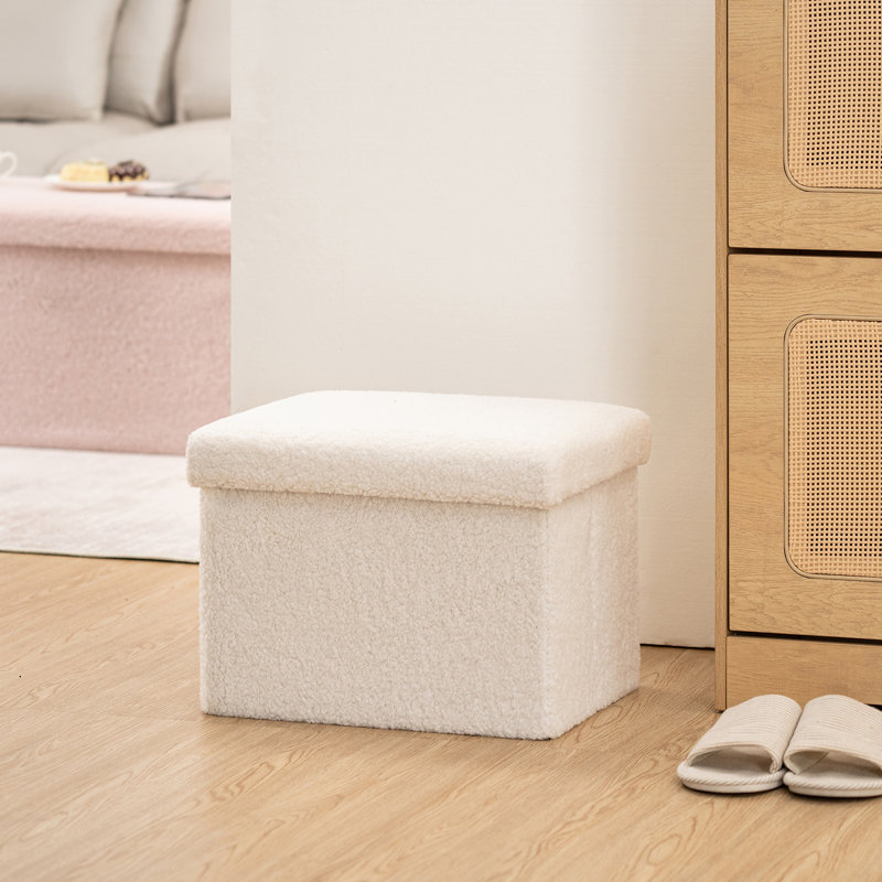 Repose-pieds pliant avec rangement, H 12,2 po x l 16,1 po x P 12,2 po, Blanc