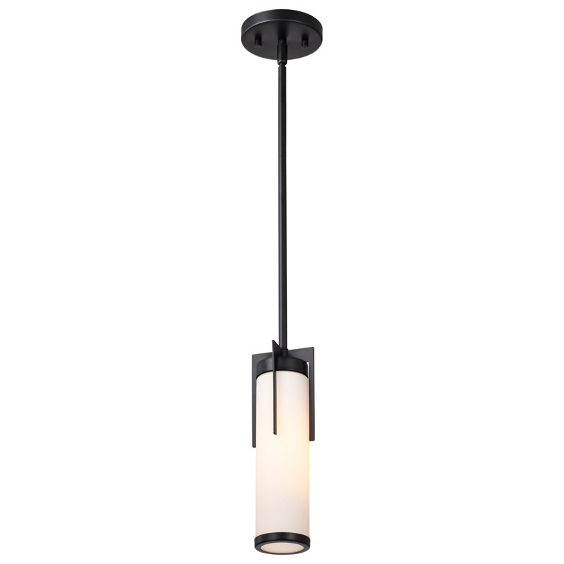 Anush - Mini luminaire suspendu - verre blanc, Noir mat