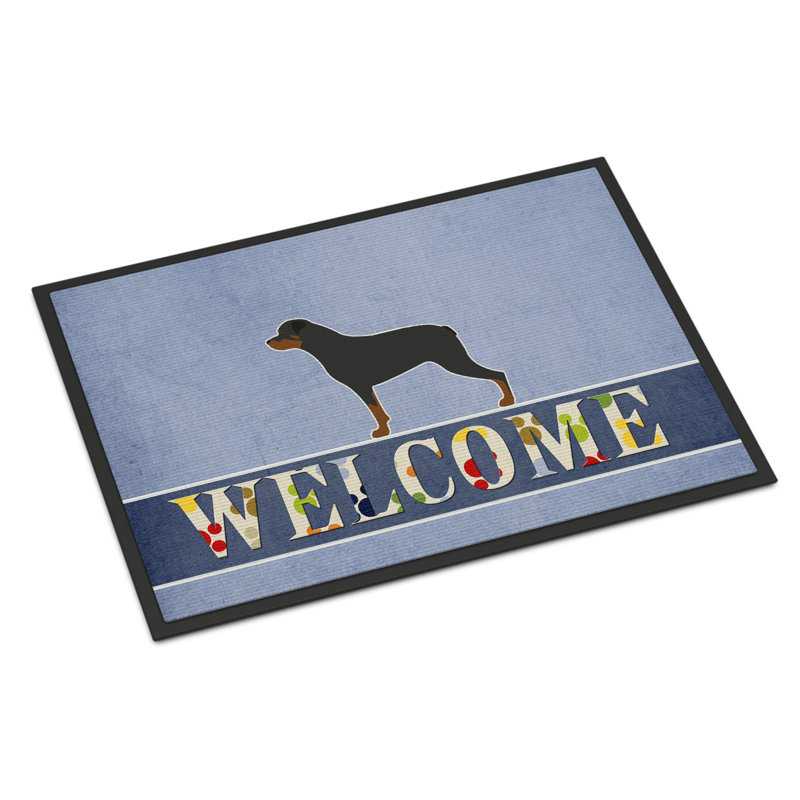 Welcome Non-Slip Outdoor Door Mat, Rottweiler, Rectangle 2' x 3'