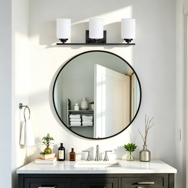 Éclairage pour meuble-lavabo Burdene, Noir mat, 3