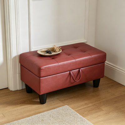 Repose-pieds de rangement rectangulaire en similicuir de 35 po de largeur