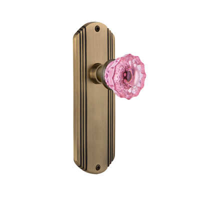 Plaque décorative avec bouton de porte rose cristal
