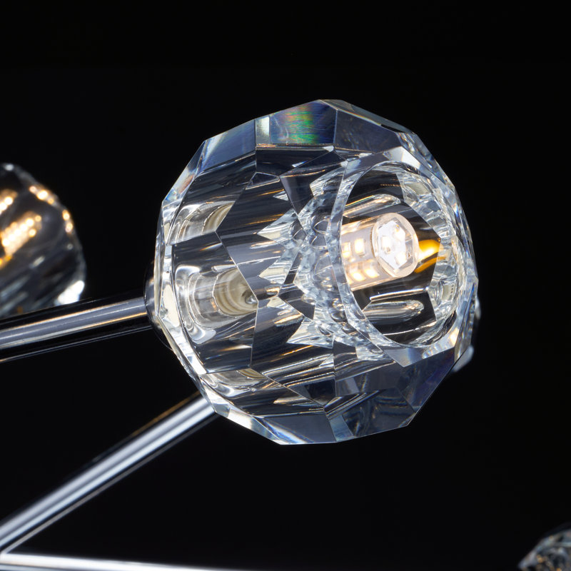 Lustre spoutnik moderne unique à 18 lumières avec ampoules DEL, Argent
