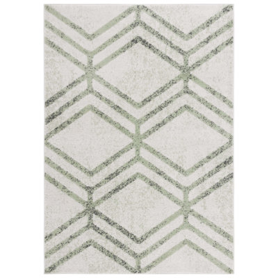 Tapis géométrique ivoire / sauge Arrietty