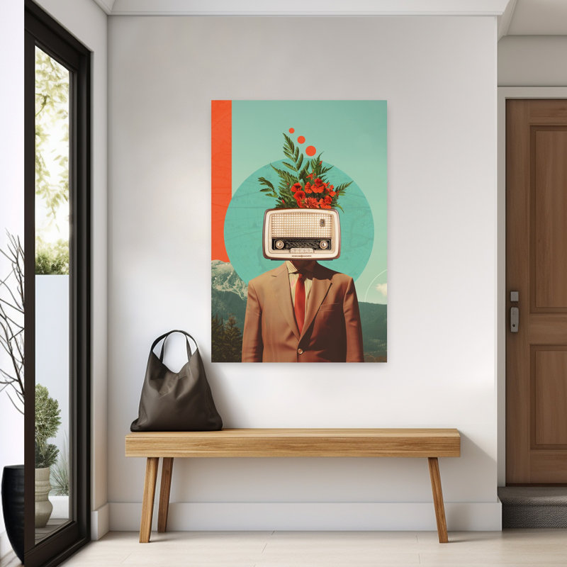Art contemporain abstrait rétro surréel, H 60 po x l 40 po