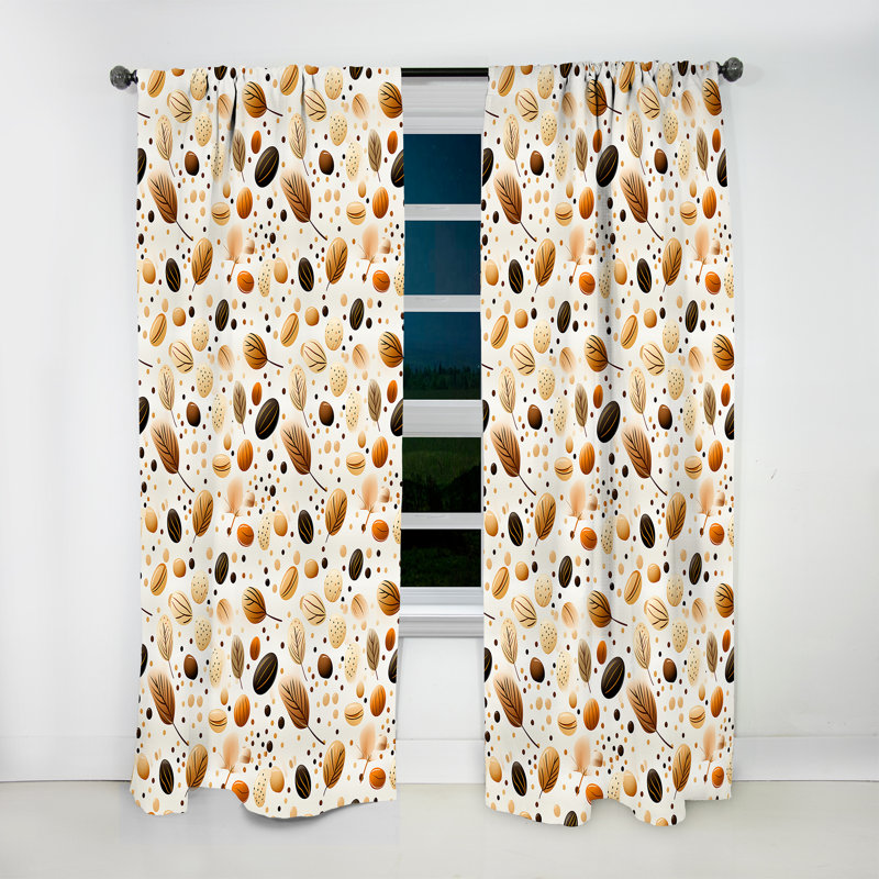 Motif botanique crème et café - Rideau bohémien - Velours obscurcissant - 1 panneau, L 52 po x L 108 po
