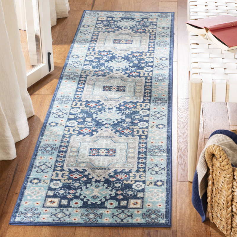 Sereno Oriental Blue/Cream Area Rug, Runner 2' x 8'