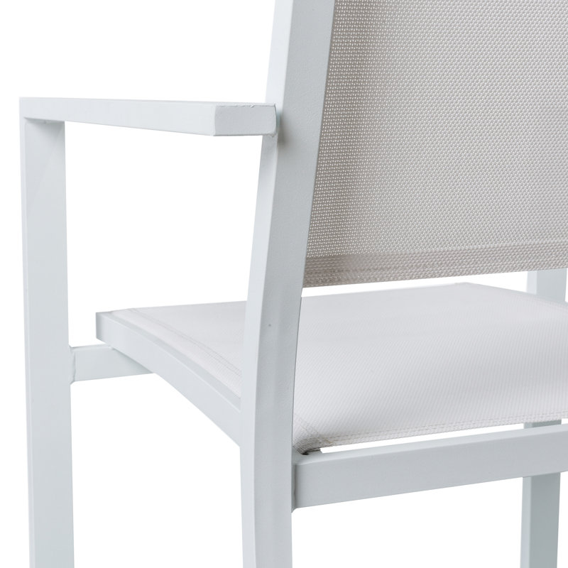 Zuckerman Stacking Patio Dining Armchair with Cushion, White