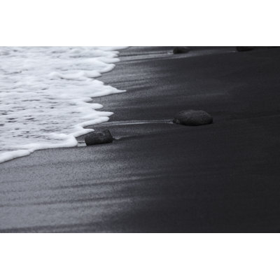 Black Sand Beach with White 1 Piece Wrapped Canvas Wall Art