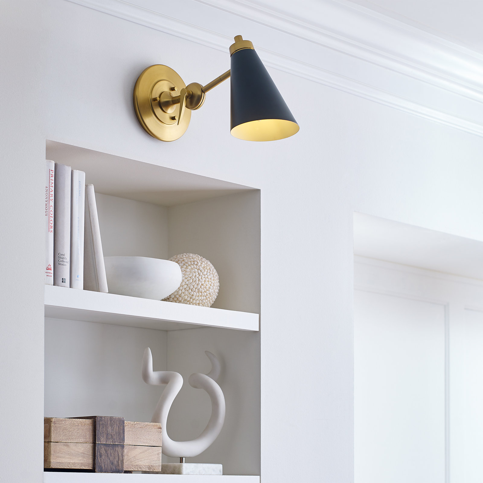 Reece Single Light Dimmable Swing Arm Sconce, Gold, Black