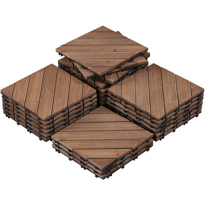 12" x 12" Fir Wood Interlocking Deck Tiles Indoor & Outdoor