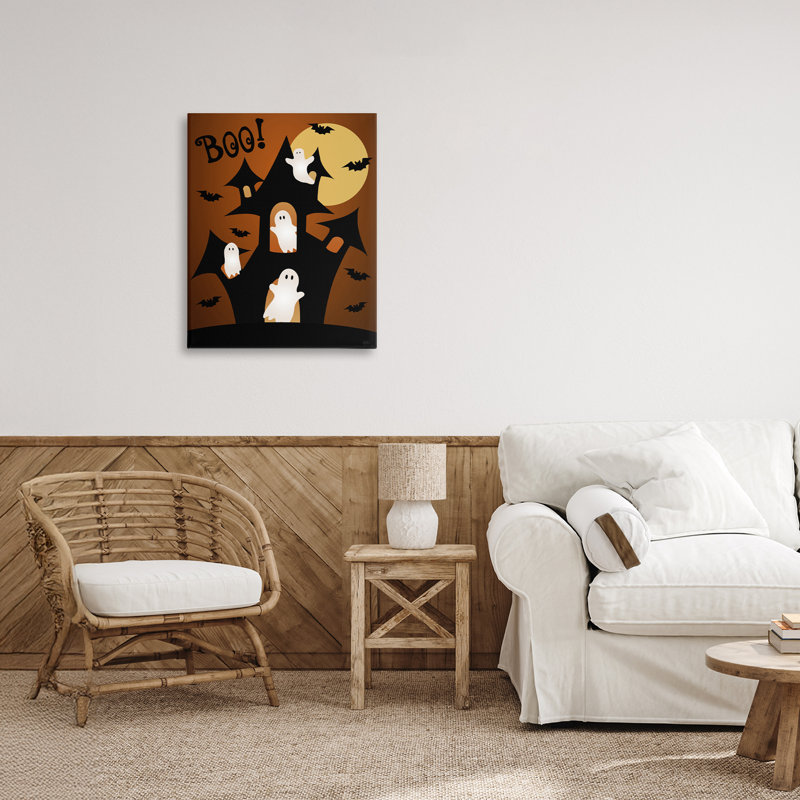 Toile de maison fantôme hantée, design par Natalie Carpentieri, H 20 po x l 16 po