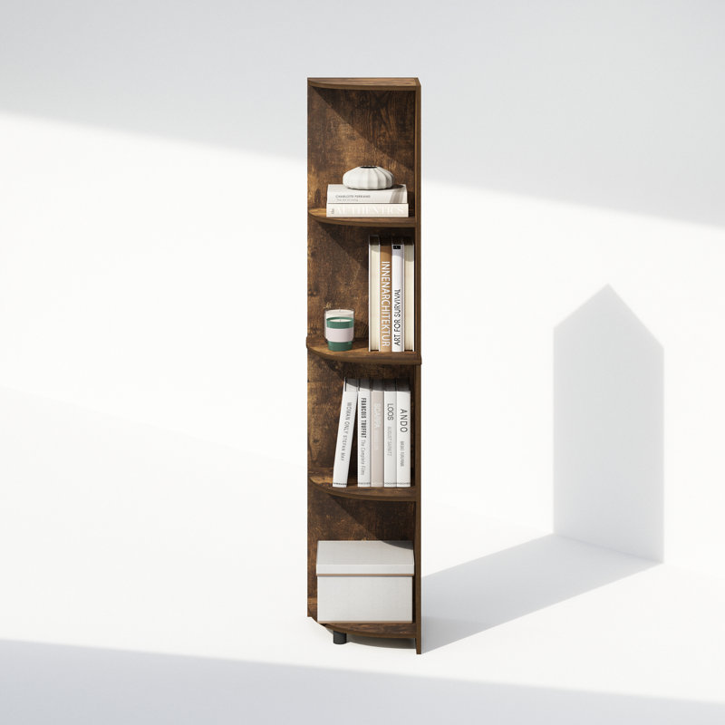 Guerra 4-Tier Corner Multipurpose Standing Shelf, Amber Pine