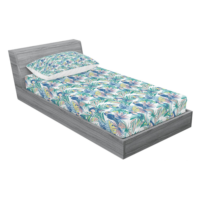 Tropical Microfiber Sheet Set, Twin Sheet Set with Fitted Sheet
