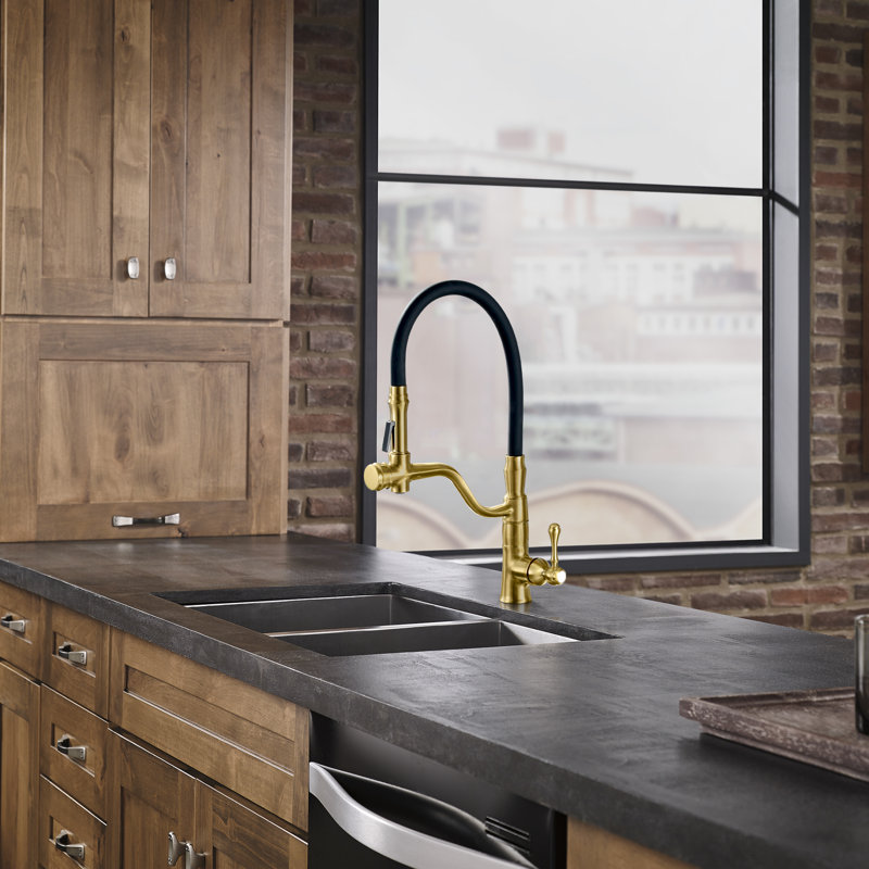 ABTIABGY Pull Down Kitchen Faucet, Brushed Gold