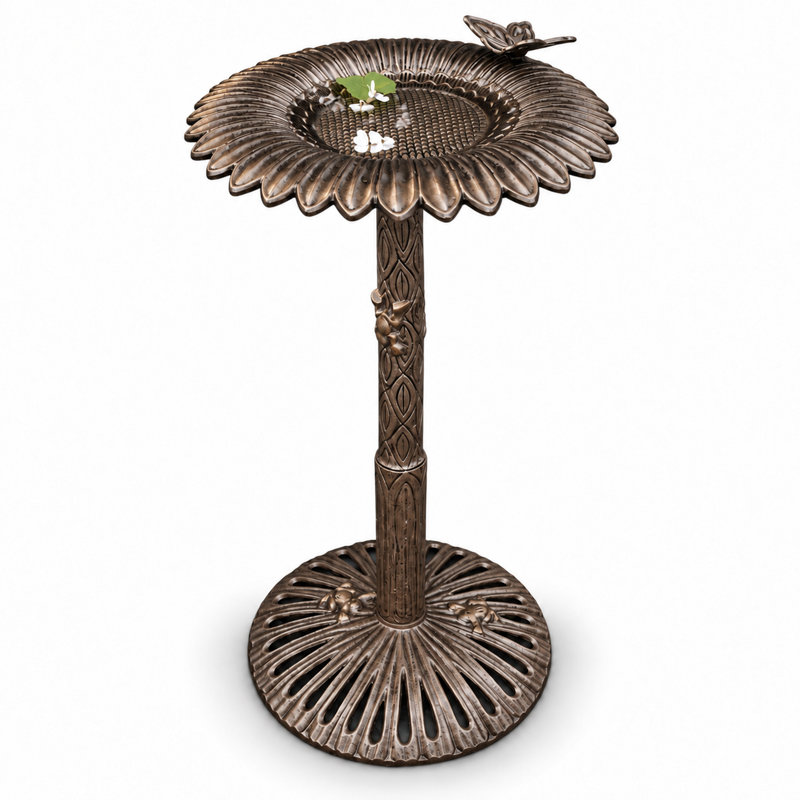 Wensley Metal Pedestal Birdbath, Antique Bronze