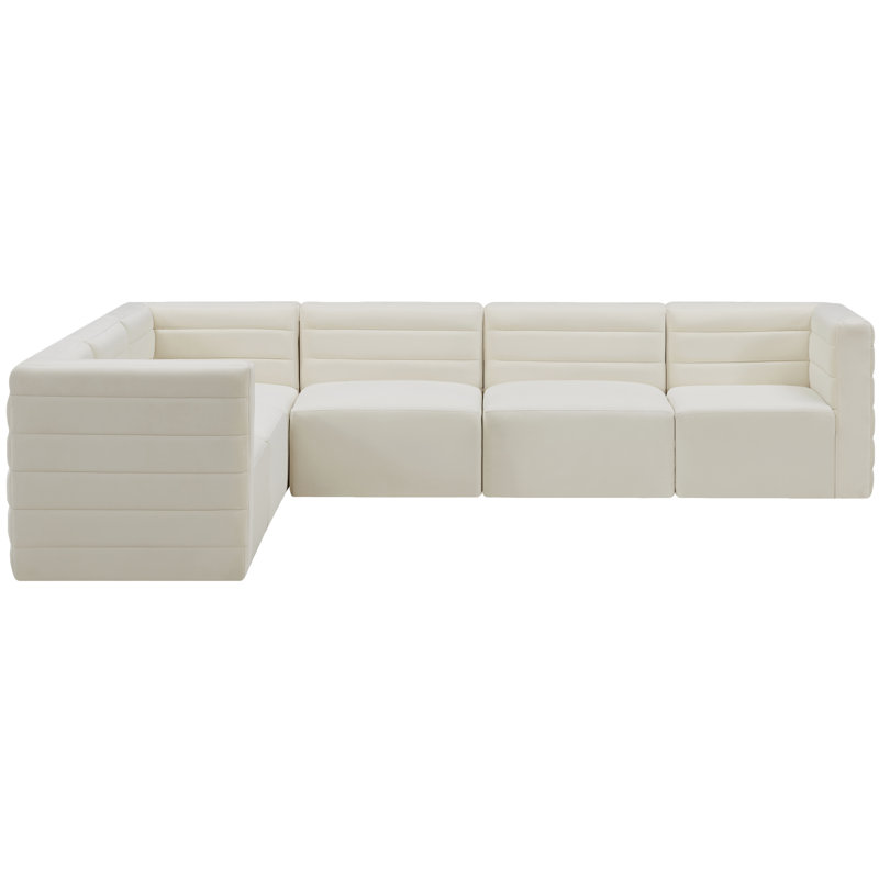 Enso Velvet L-Shaped Sectional Reversible, Cream Velvet