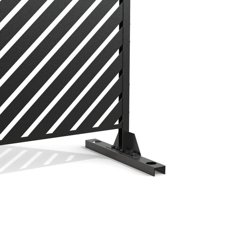 Paravent en métal à motif rayé H 6 pi x l 4 pi Pacifa Series, Noir