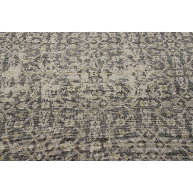 Distressed Homage Hand Knotted Wool Floral Area Rug, Rectangle 10' x 14'