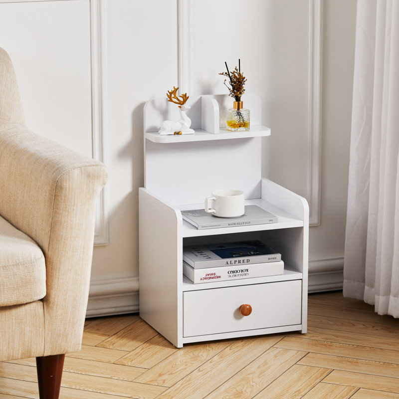 Boaz 36.5cm W Particle Board / Chipboard Bedside Table, White