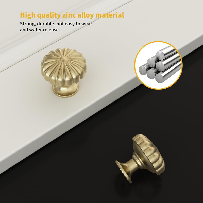 gold knobs for dresser 20 Pack Brushed Brass Round Solid Zinc Alloy Knobs Drawers(LS5310GD) Cabinet handles are an important functional and decorative part of a range of kitchen cabinet doors and drawers Gold Dresser Knobs - Satin