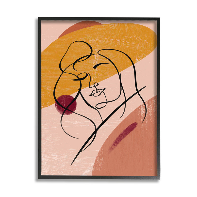 Abstrait, femme, dessin au trait, formes circulaires chaudes par Ziwei Li - impression, H 14 po x l 11 po x P 1,5 po