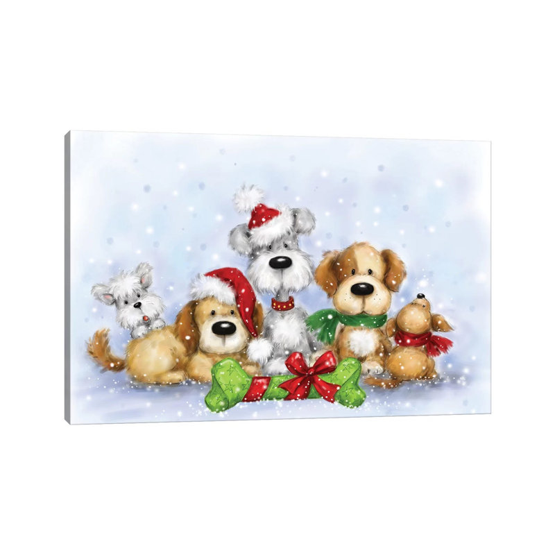 Chiens - reproduction d'art sur toile tendue, H 18 po x l 26 po x P 1,5 po