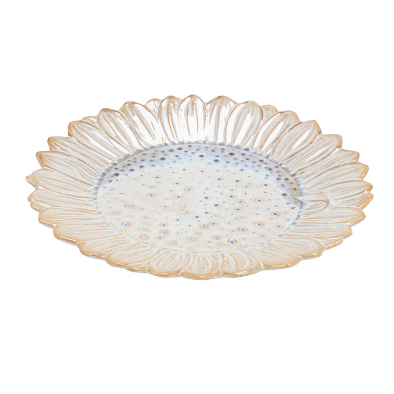 Flower-Shaped Stoneware Plate in Reactive Glaze