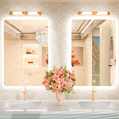 Miroir de salle de bain en verre trempé rétroéclairé à DEL avec éclairage à intensité variable de température de 3 couleurs, miroir de salle de bain en verre trempé avec UL Rohs ETL et garantie de 3 ans