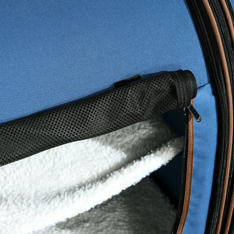 Contenant pour animal bleu 39 po - Tissu, deux compartiments, coussins moelleux et porte-bac de rangement, 39 po, conception pliable et fenêtres respirantes