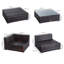 6 Piece Brown Rattan Effect Garden Corner Sofa Set with Footstools, Cushions and Tempered Glass Coffee Table