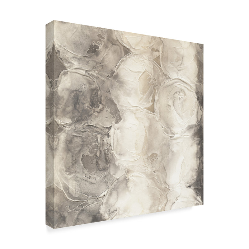Gray and Beige Abstract Circles Canvas Art 24'' x 24''