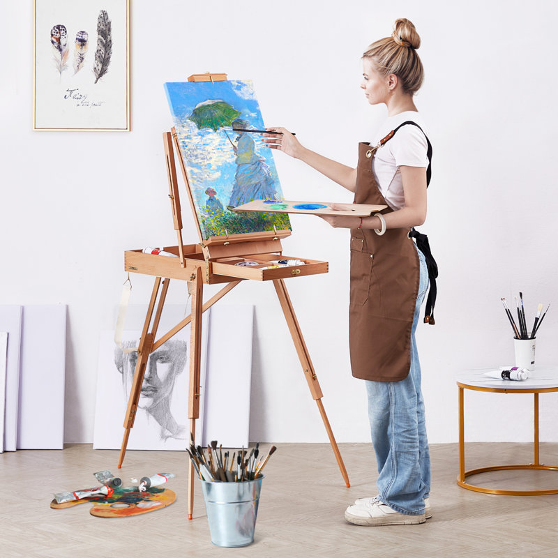 Beechwood Foldable French Easel with Storage Drawer